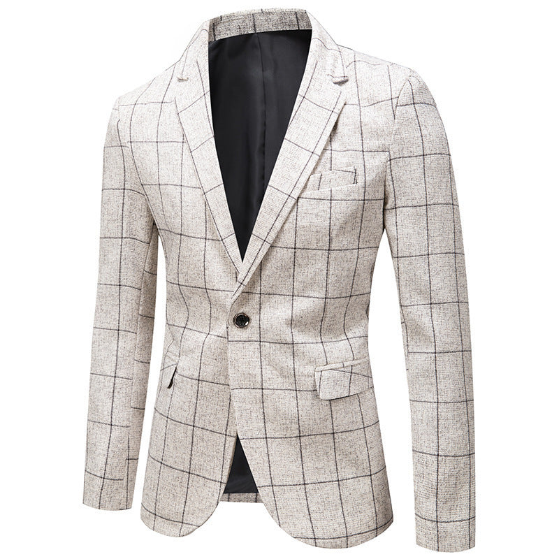 Mens Slim Fit Plaid Blazer Jacket