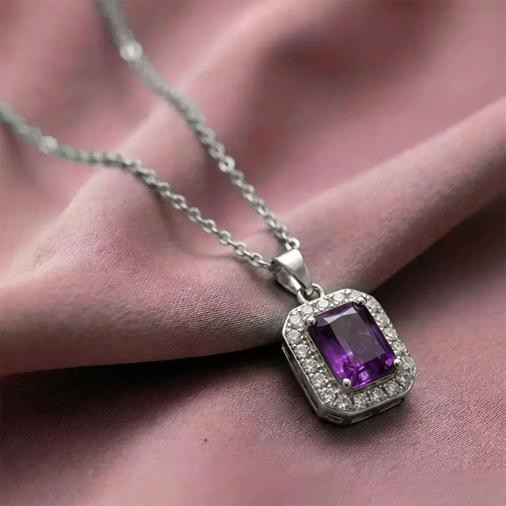 Square Zircon Geometric Necklace with Cross Chain