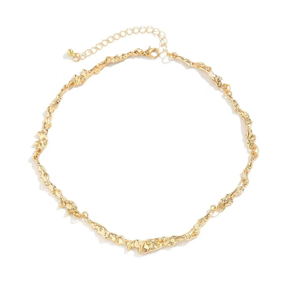 Geometric Lock Bone Chain Necklace