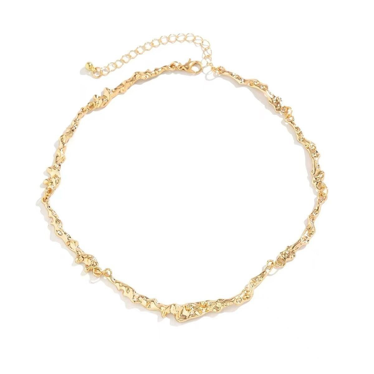 Geometric Lock Bone Chain Necklace