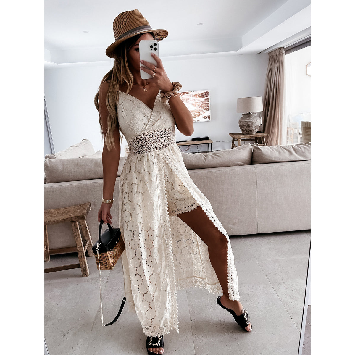 Lace Strap Maxi Dress