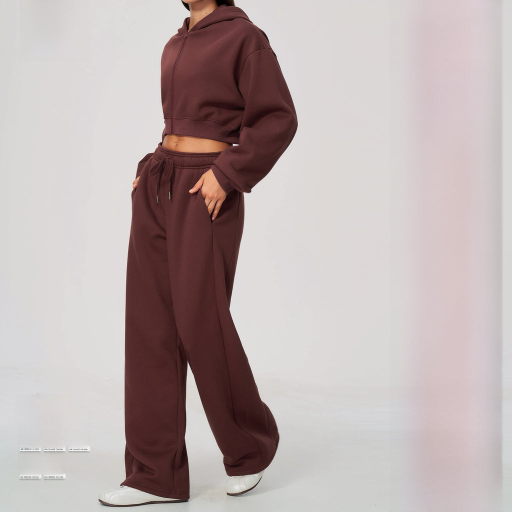 Women's Fleece Lined Zip Up Hoodie and Sweatpants Two Piece Set