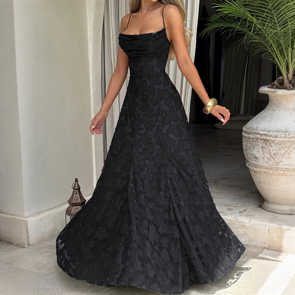 Elegant Suspender High Waist Long Dress