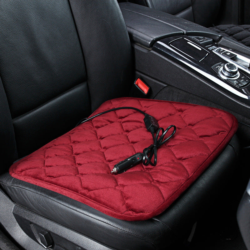 Car Heated Seat Cushion Plush Winter Electric Warming Single Seat Pad USB 12V