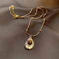Retro Tiger Eye Pendant Titanium Steel Chain Necklace