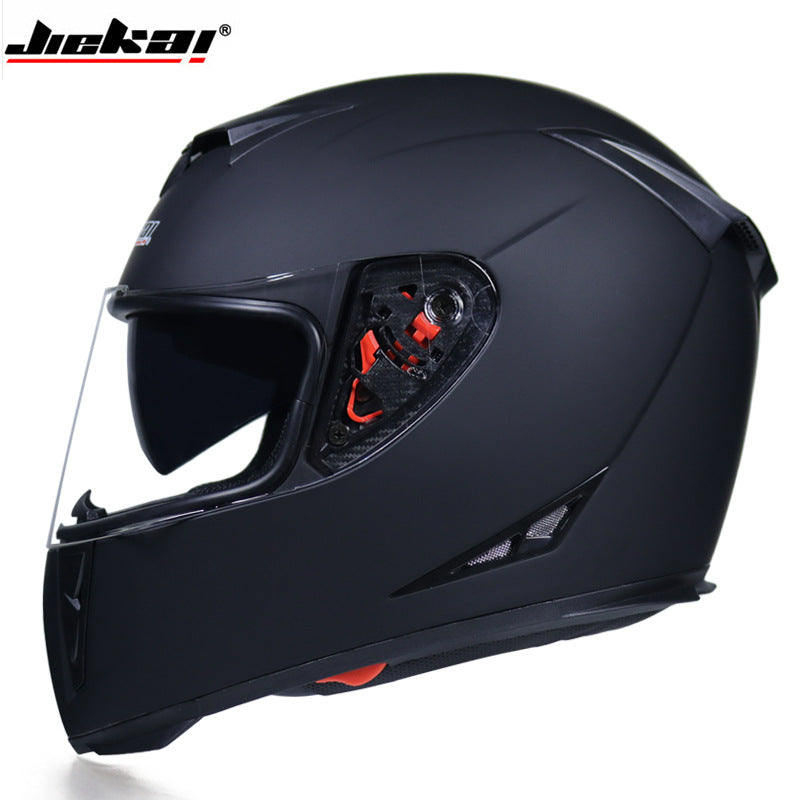 Full face bicycle helmet with dual lens