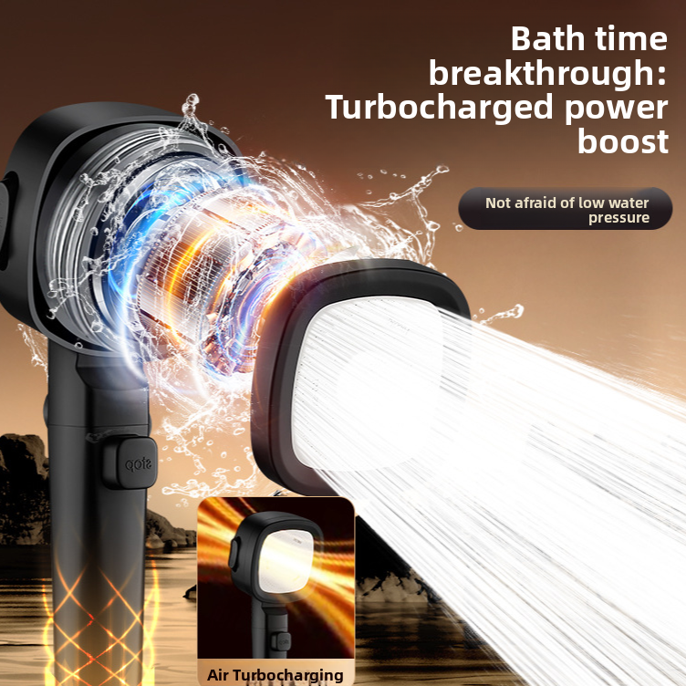Pressure-enhanced shower head shower faucet set