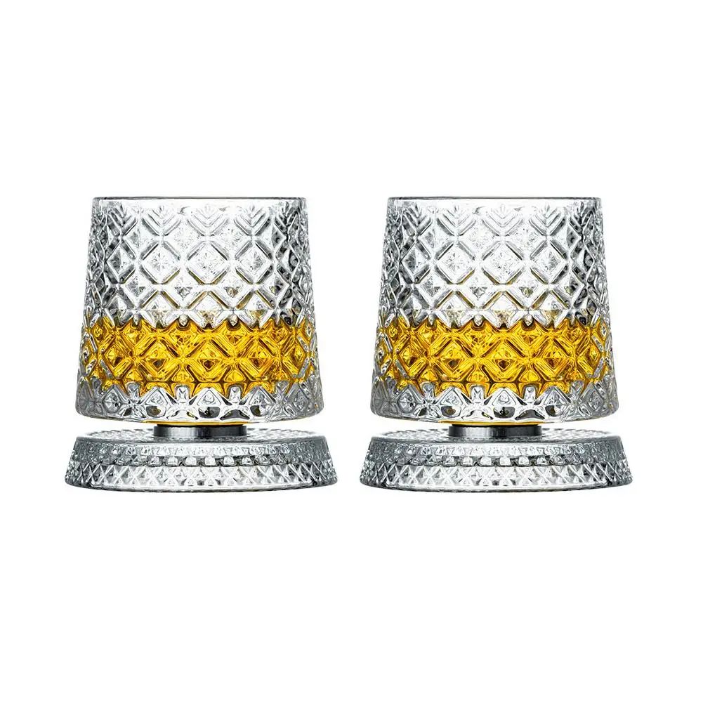Rotating Base Whiskey Glass Set