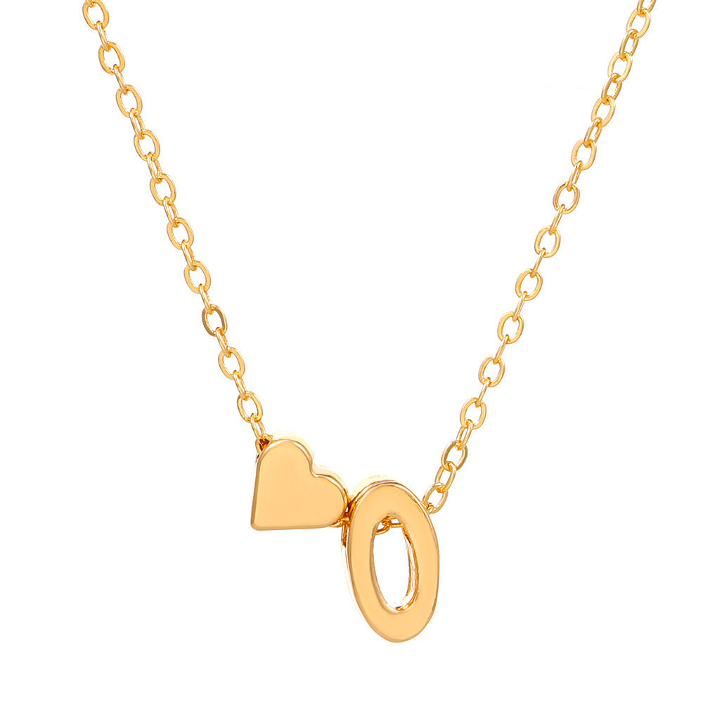 Heart Letter Necklace and Bracelet Set