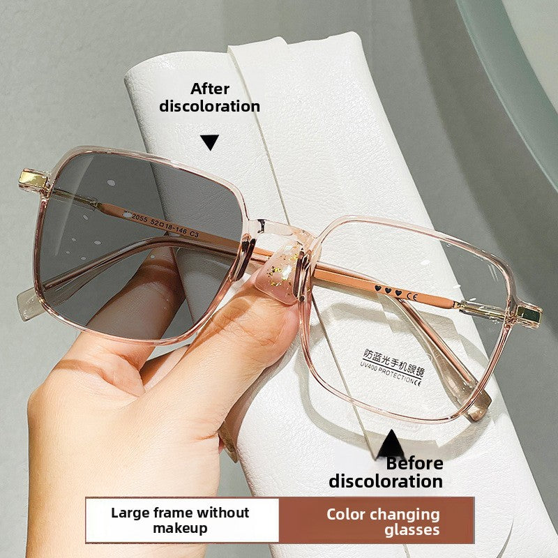 Photochromic Anti-Blue Light Glasses with Square Frame
