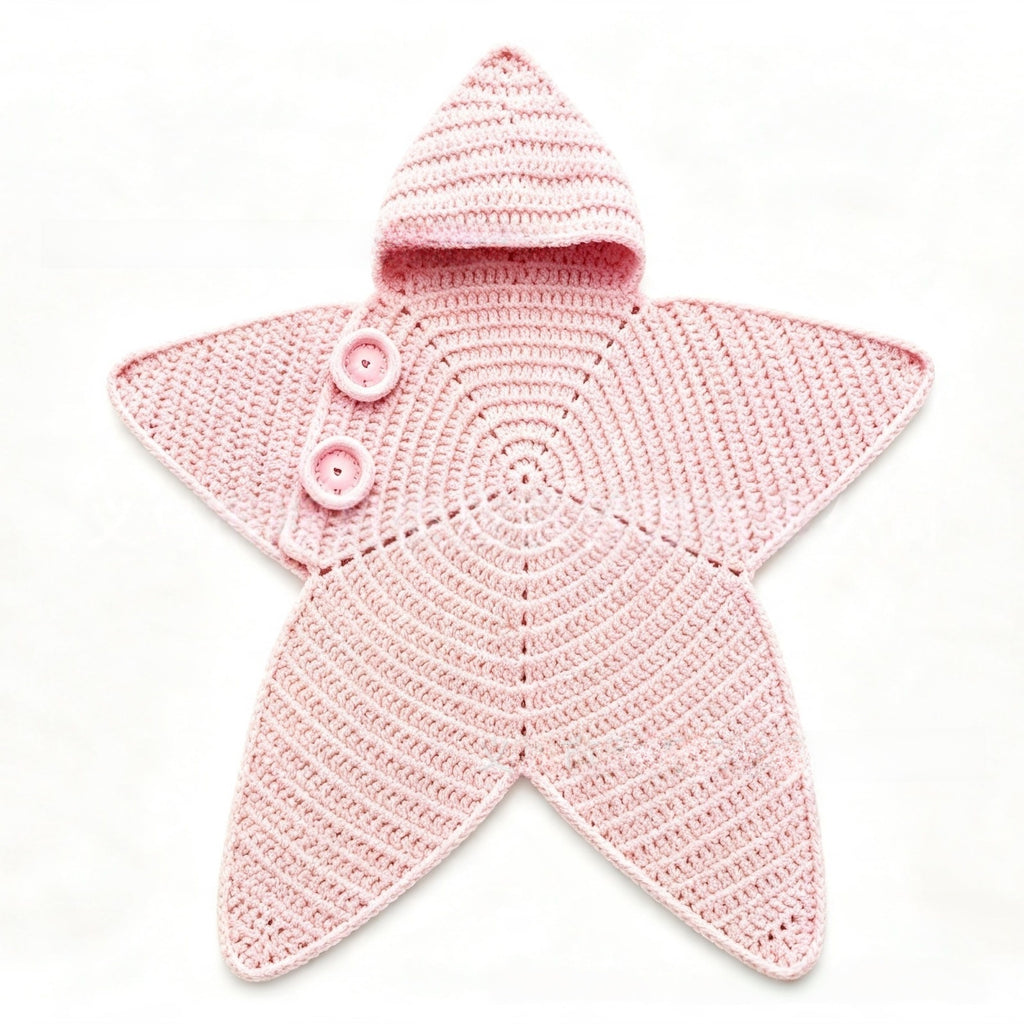 Baby Starfish Knitted Sleeping Bag Newborn Hooded Swaddle Wrap