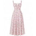 Floral Neck Slit Flared Dress