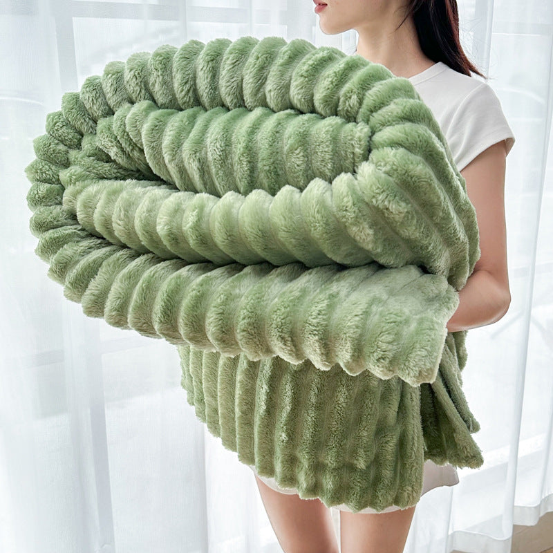 Rabbit Fur Plush Flannel Blanket