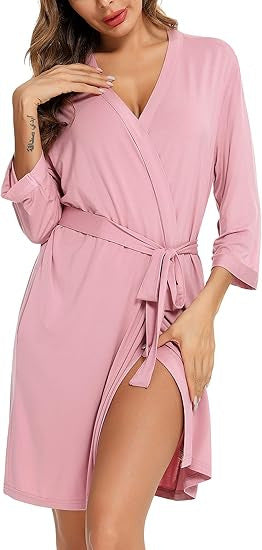 Rayon Milk Silk Kimono Collar Bathrobe