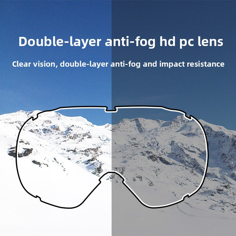 Spherical Ski Goggles with Double-Layer Anti-Fog