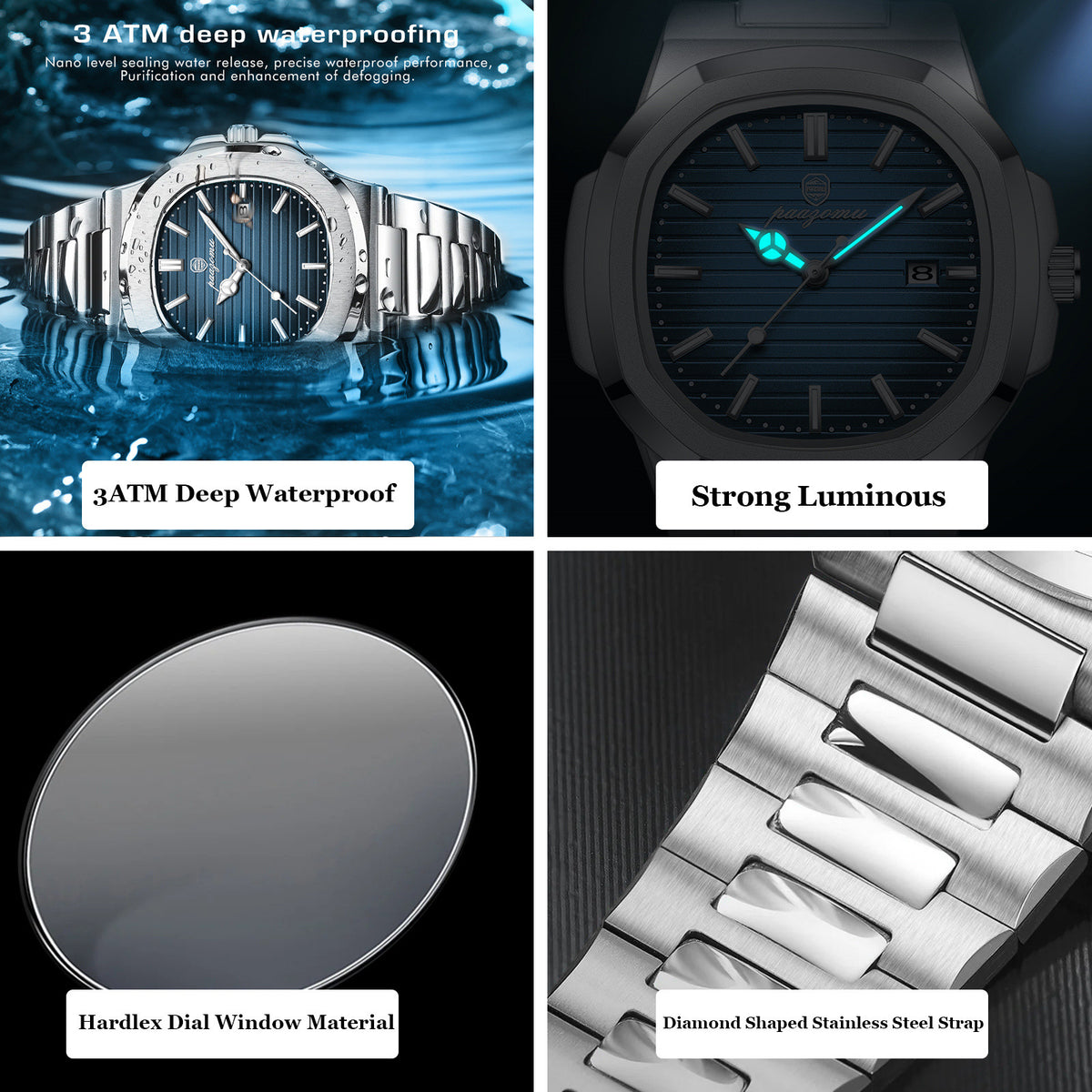 Men's quartz stainless steel watch