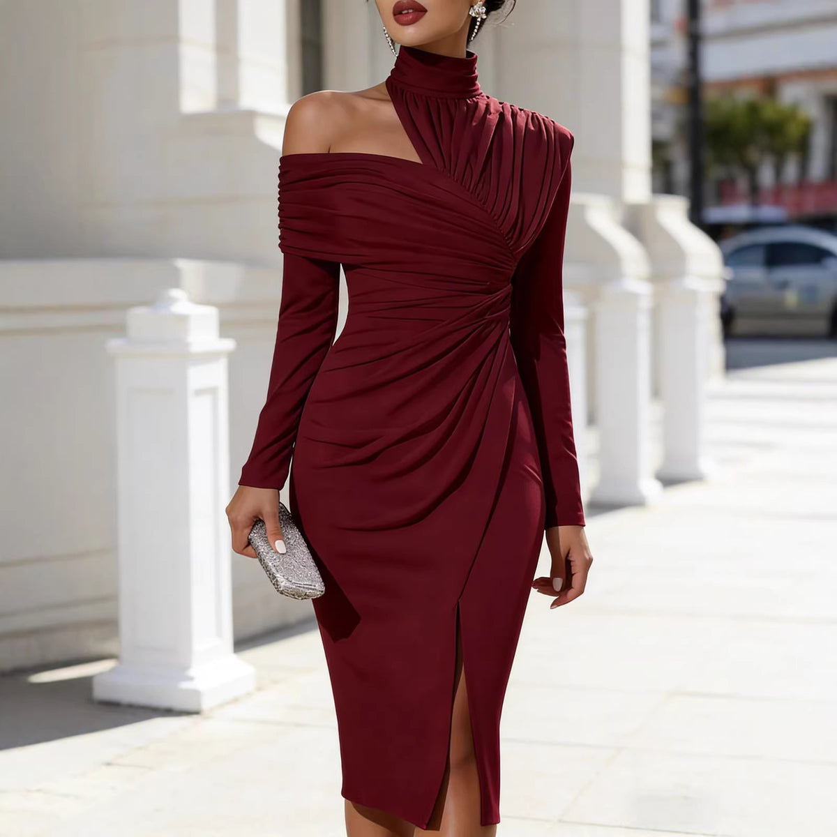 Elegant Off-Shoulder Slit Dress