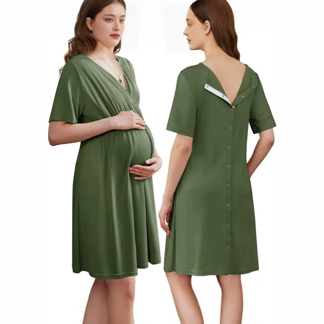 Loose V-Neck Short Sleeve Dress