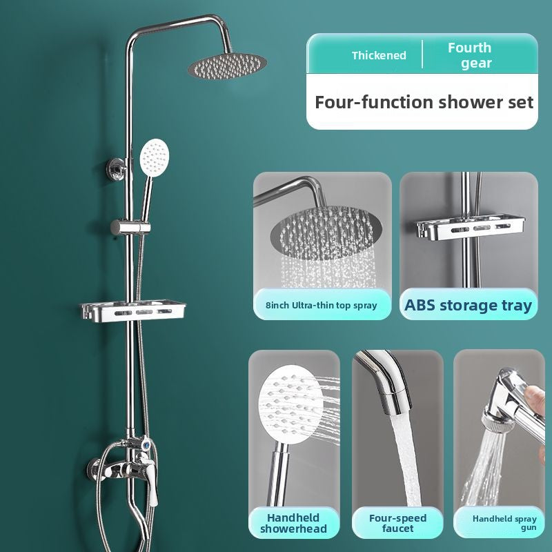 Four-Speed Chrome Shower Head Set with Multiple Spray Modes