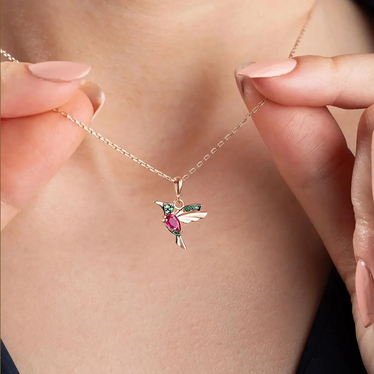 Hummingbird Animal Earrings with Zirconium Details