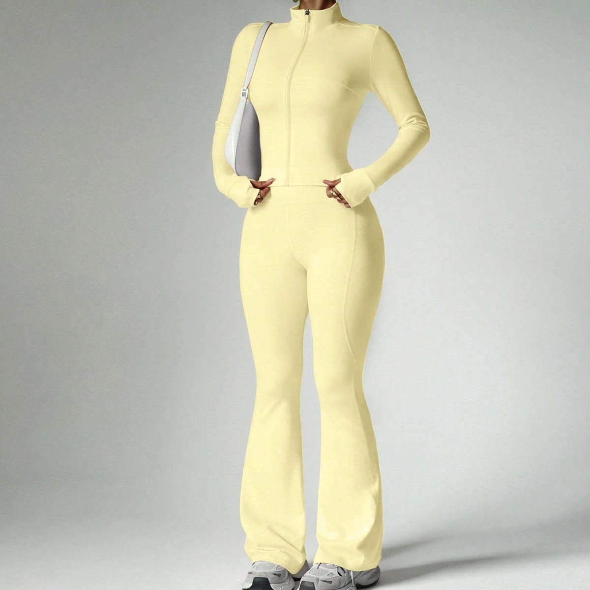 Women's Long Sleeve Yoga Set with Flared Pants