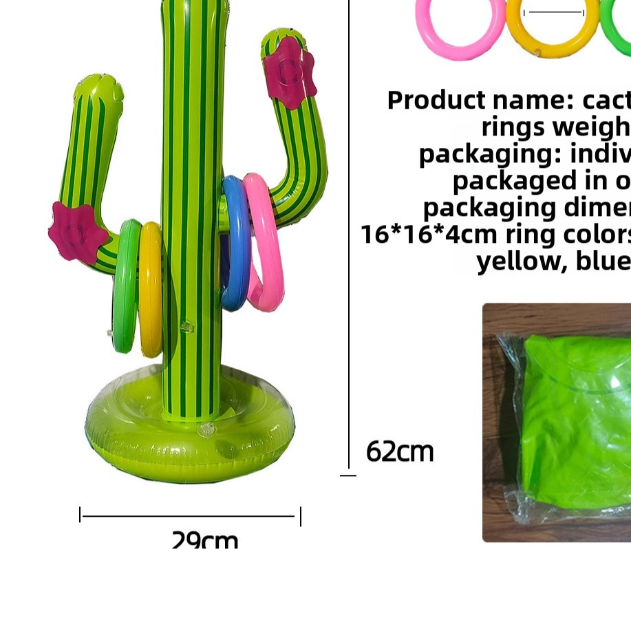 Thickened PVC Inflatable Basketball Stand and Ring Toss Game Set