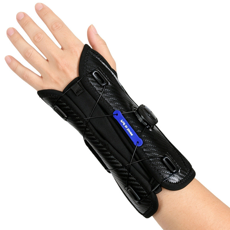 Wrist brace with adjustable knob for the tendon sheath