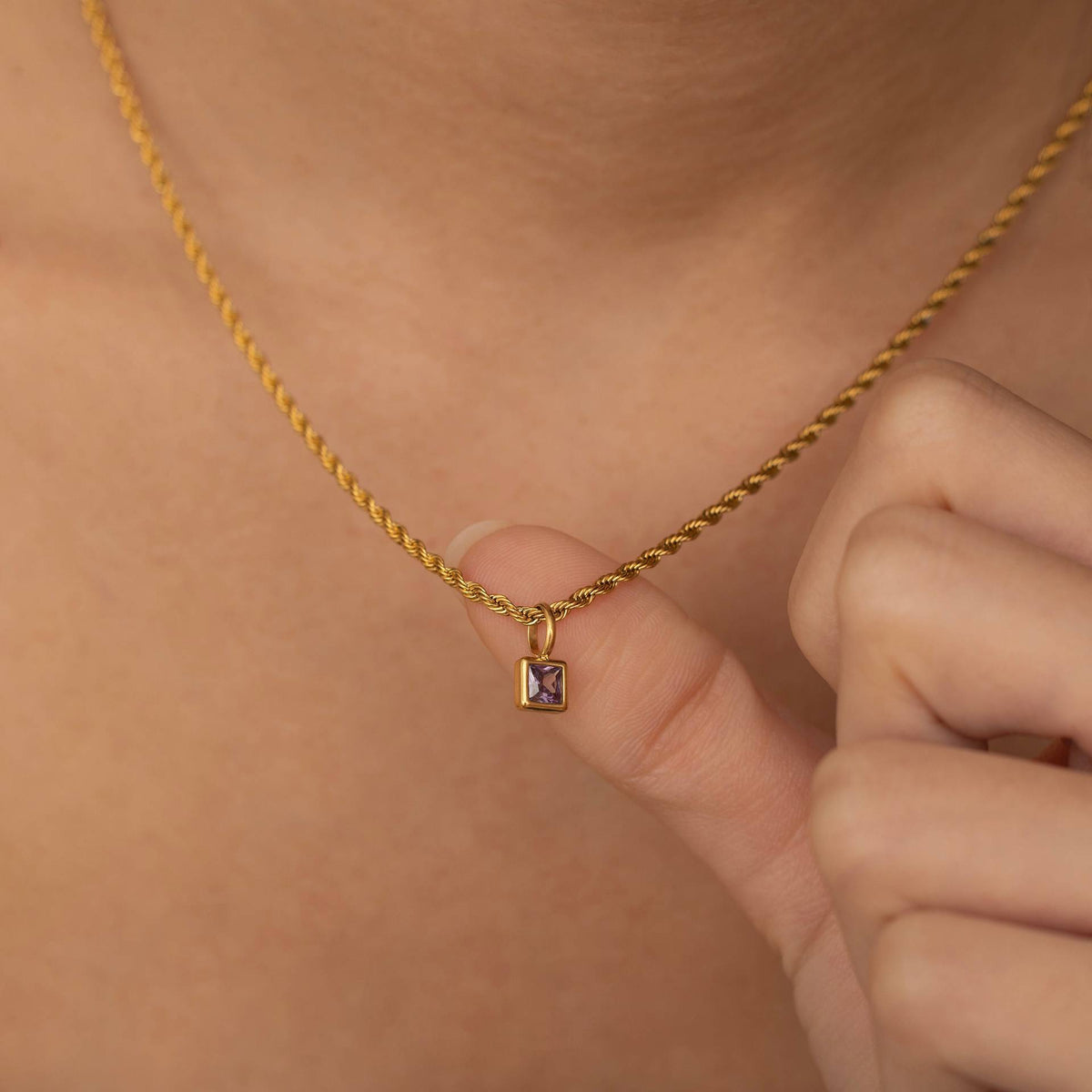 Customizable Birthstone Zircon Pendant Necklace