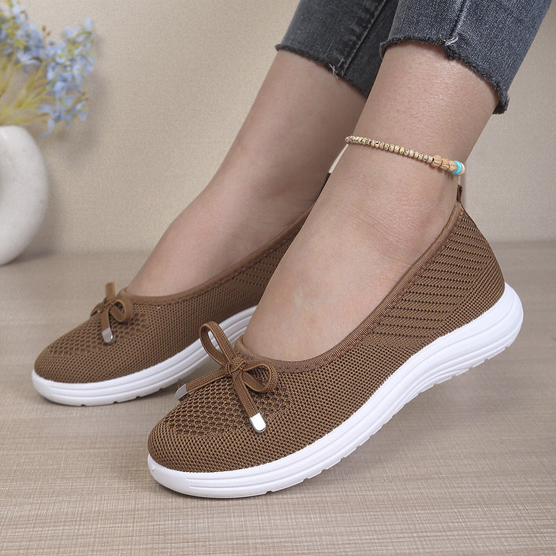 Women's breathable mesh bow platform shoes