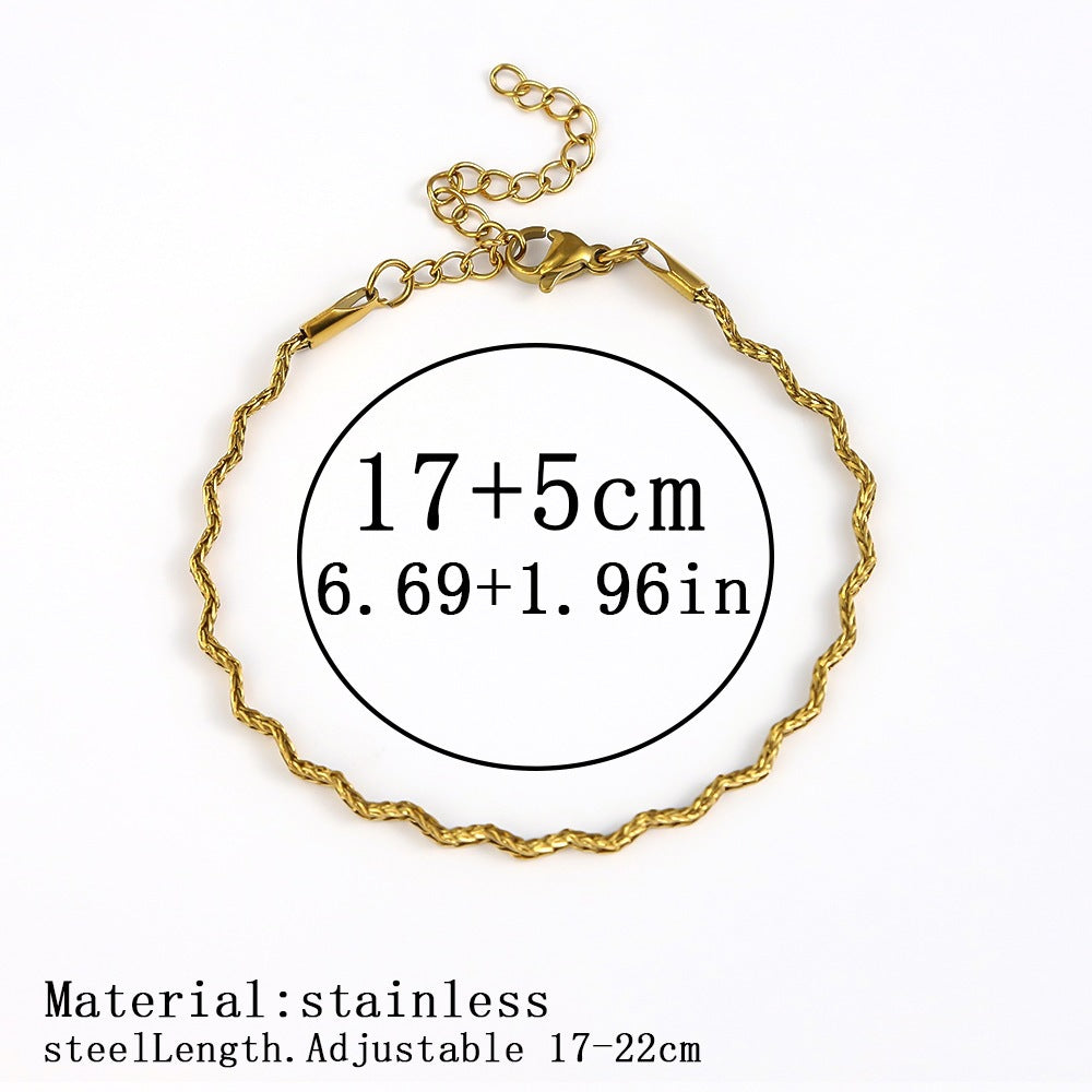 316L Titanium Steel Bracelet Waterproof Hypoallergenic Gold Plated Chain Jewelry for Men Women Unisex Fashion Accessories