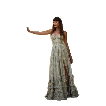 Women's Strapless Chiffon Maxi Dress