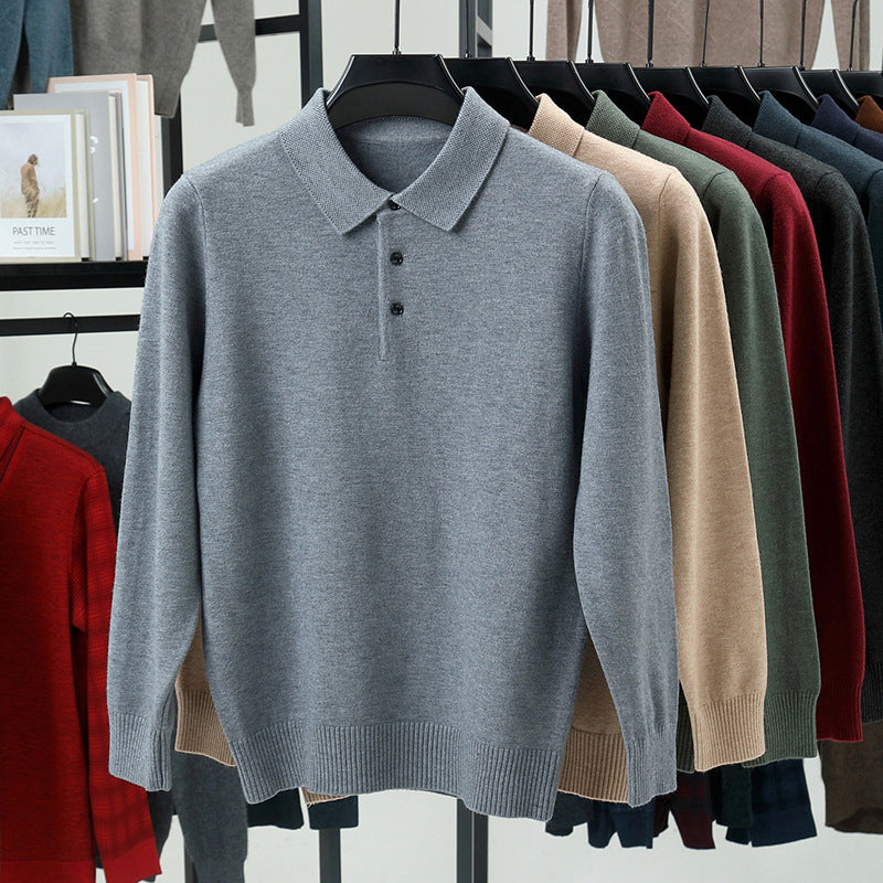 Mens Wool Blend Knitted Polo Shirt