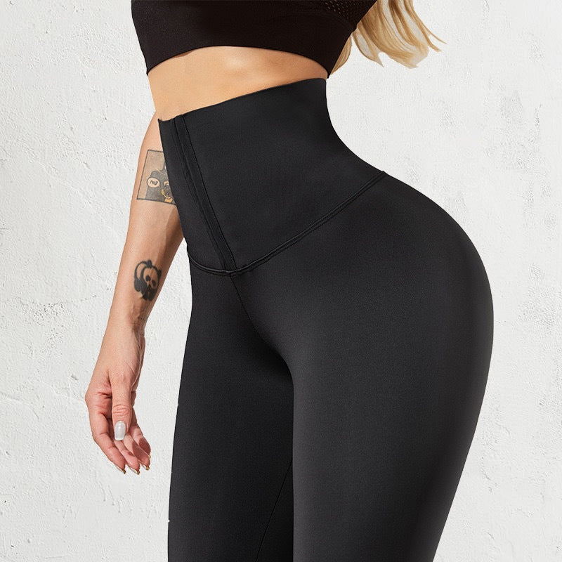 Double Breasted Yoga Pants for Women High Waist Tummy Control Butt Lift Leggings
