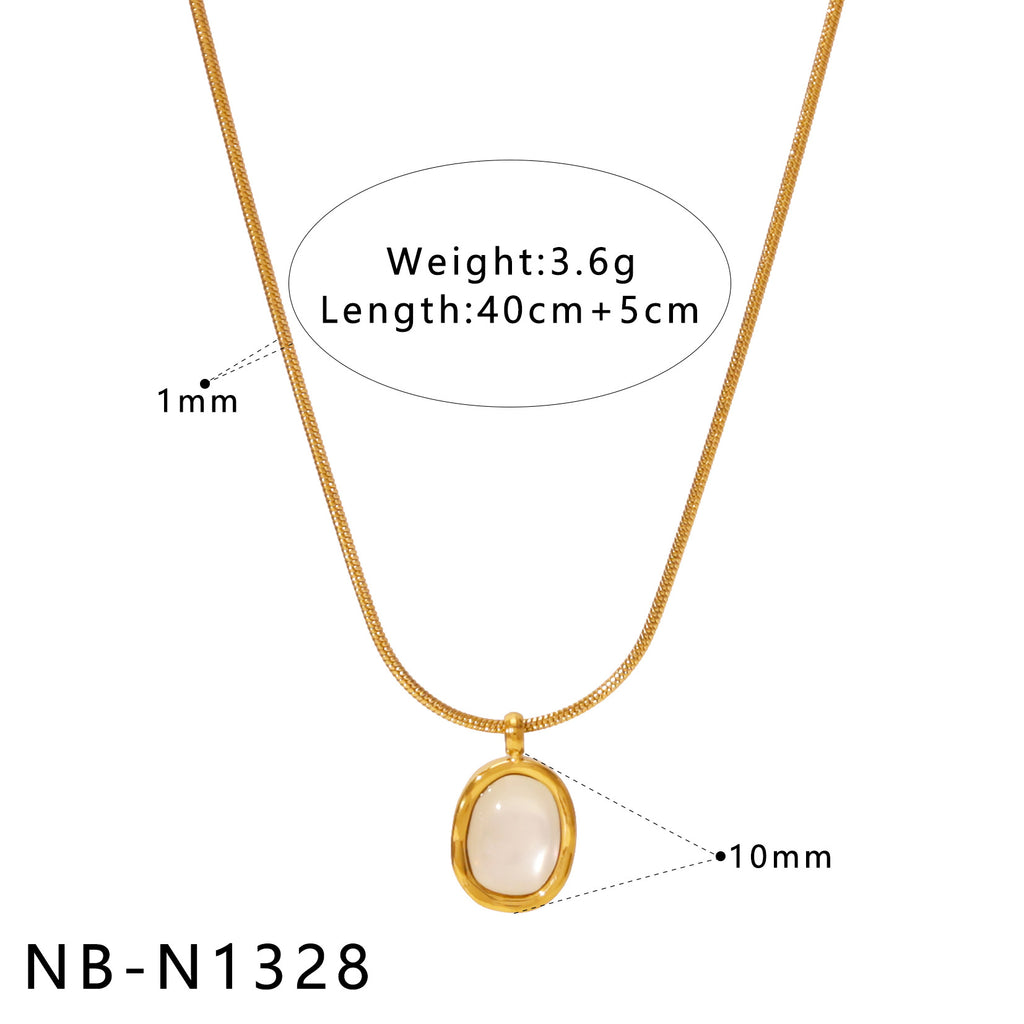 Natural White Mother-Of-Pearl Pendant Necklace