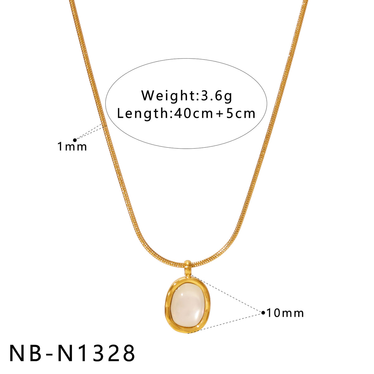 Natural White Mother-Of-Pearl Pendant Necklace