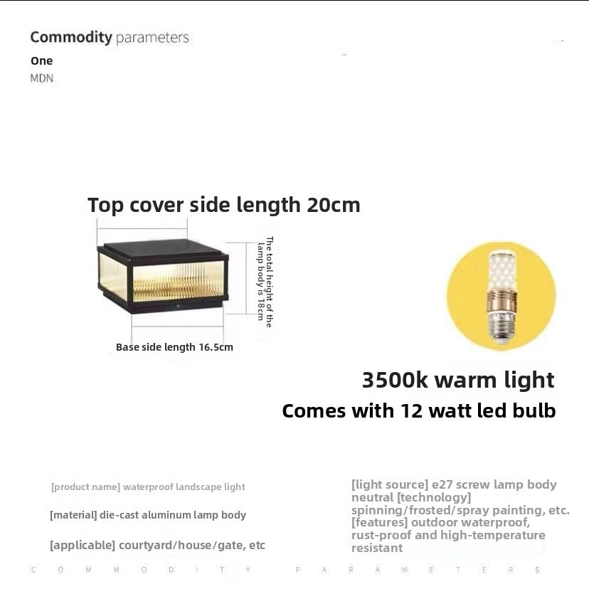 Solar-powered outdoor waterproof post light