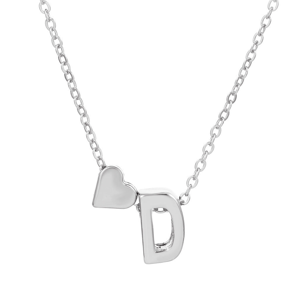 Heart Letter Necklace and Bracelet Set