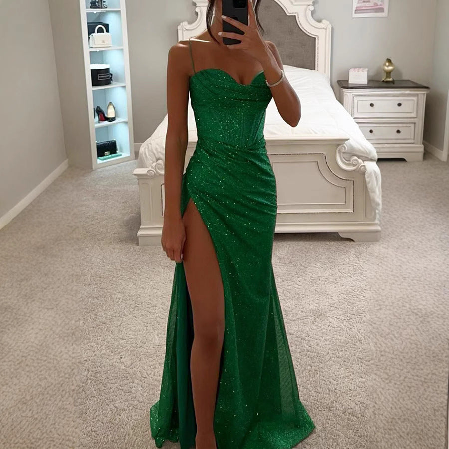 Sling Neck A-Line Long Dress