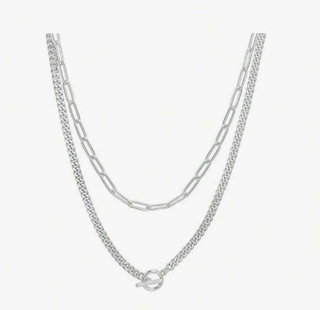 Fashion Imitation Pearl Layered Necklace with Heart Pendant for Women Men