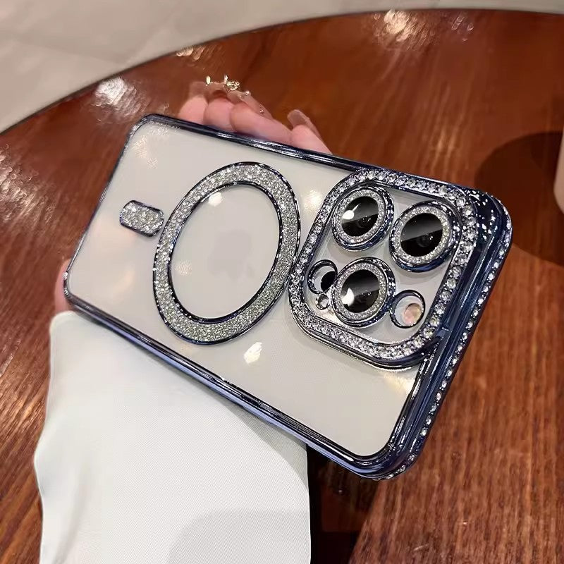 Magnetic Rhinestone Transparent Phone Case