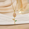 Tulip Flower Design Titanium Steel Necklace