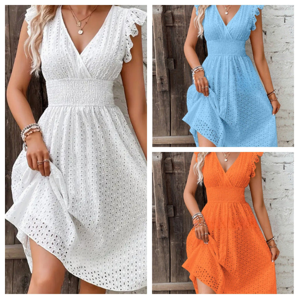 Lotus-leaf sleeve dress