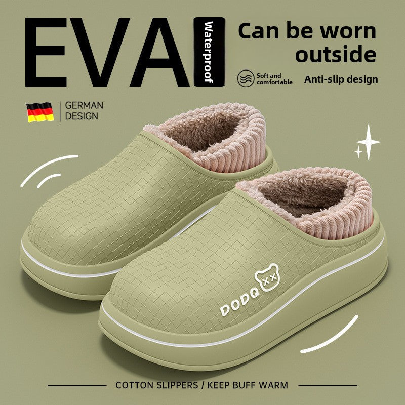 Womens Plush Winter Slippers with Heel Cover