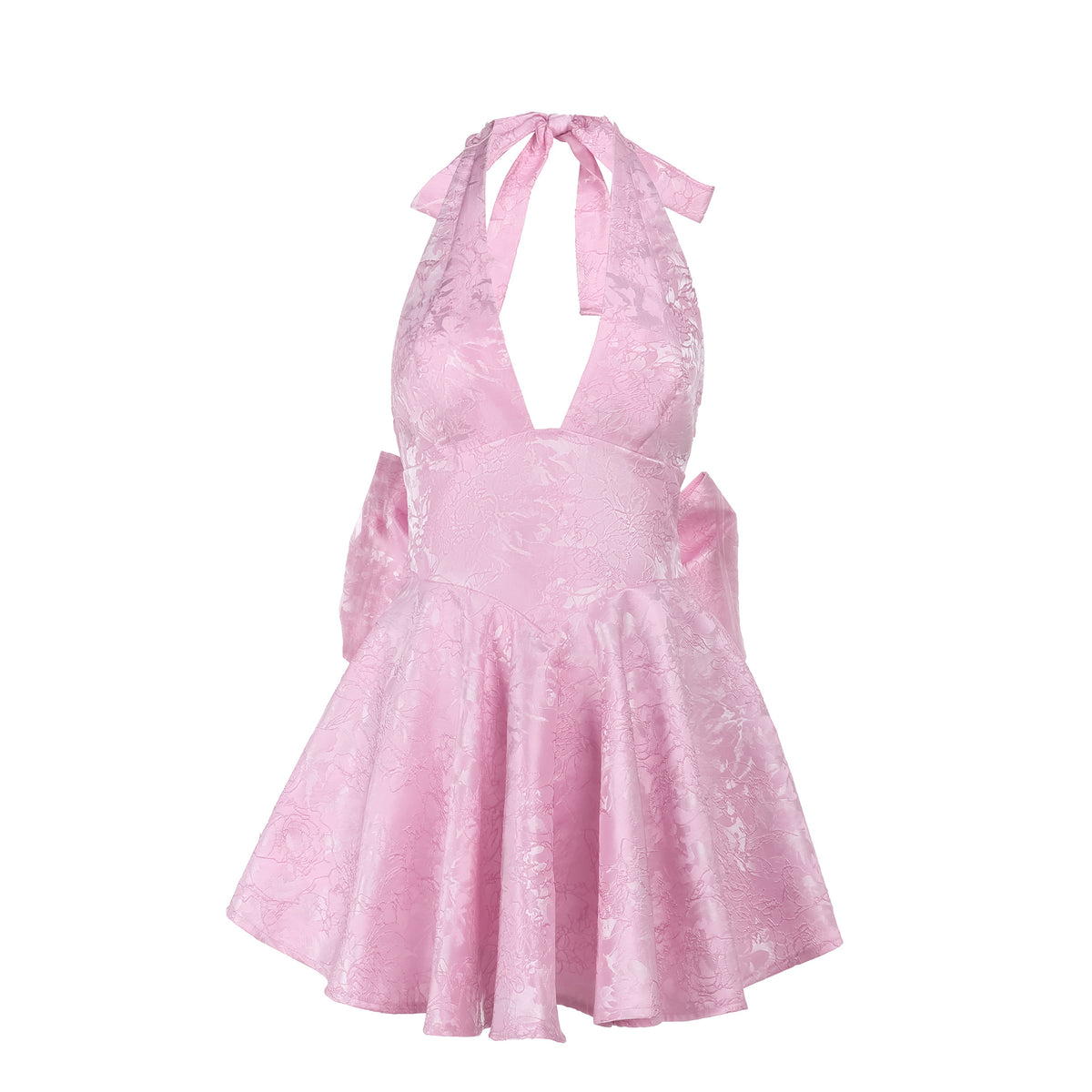 Elegant Bow Halter Neck Dress
