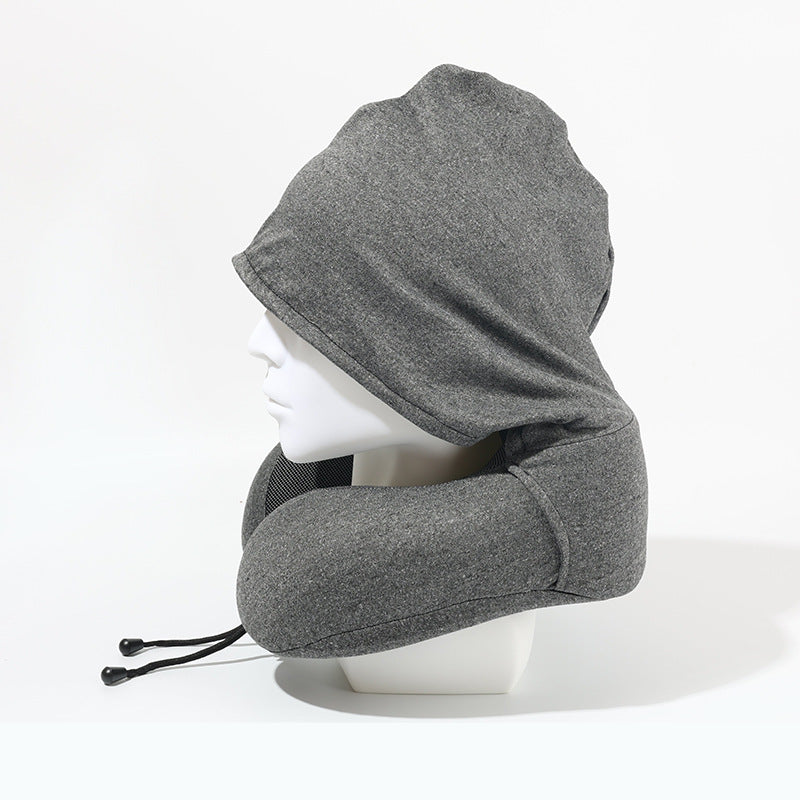 U-Shaped Hooded Travel Pillow with Memory Foam