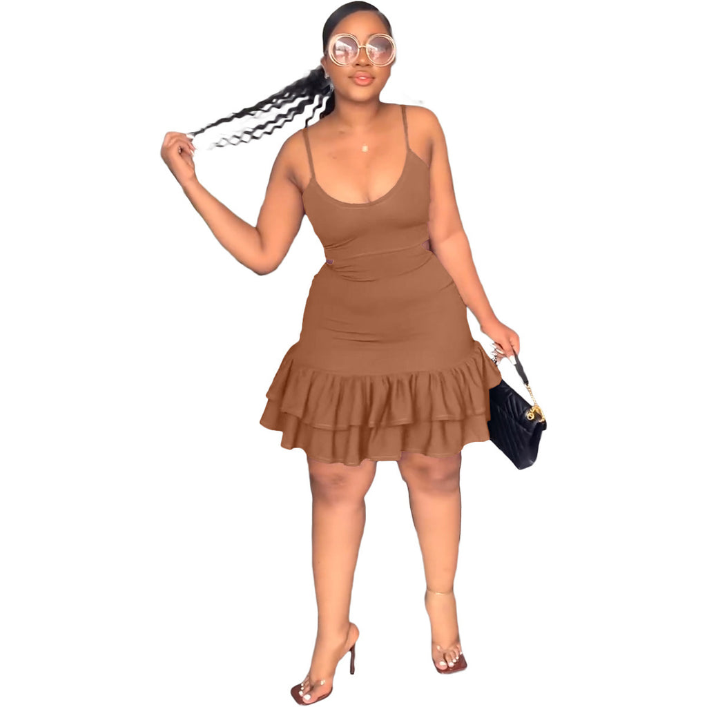 Sling Ruffle Hem Sheath Dress