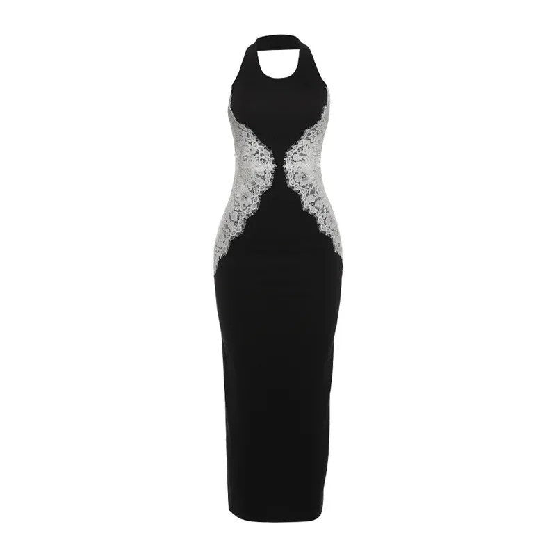 Womens Halter Neck Lace Dress