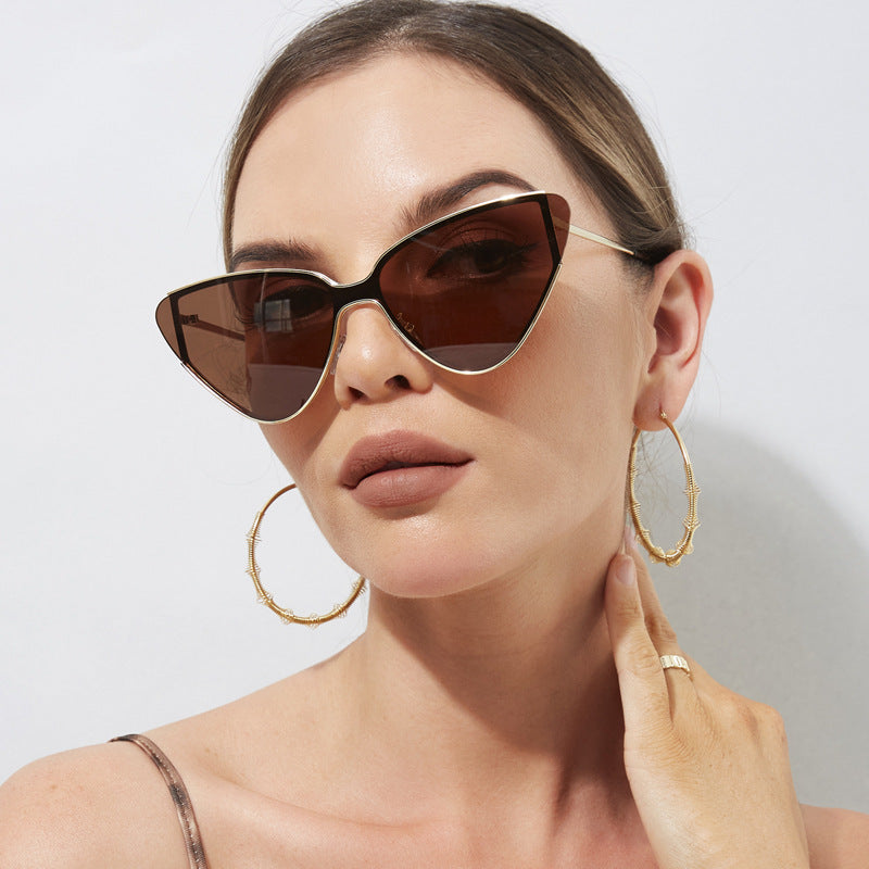 Large Frame Metal Cat Eye Retro Sunglasses