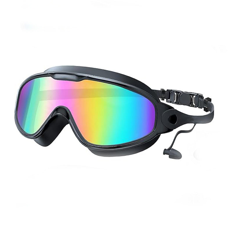 Large Frame Anti-Fog Swimming Goggles with Earplugs