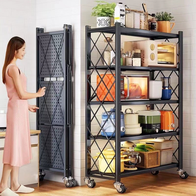 Foldable Kitchen Storage Rack with Wheels